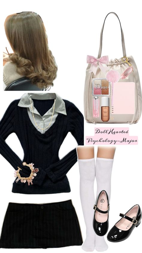 #psychologymajor #coquetteofficesiren #collegeoutfitinspo #outfitinspo #college Shoujo Outfits, First Day Of College, College Wardrobe, College Closet, Soft Girl Clothes, College Outfit, Classy Girl, Simple Fits, Virtual Stylist