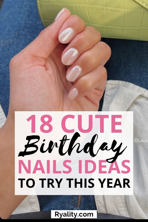 omg I love these birthday nail set ideas! I am definitely saving this for when my bday comes up Minimalist Nails Birthday, Birthday Dipped Nails, 50th Bday Nails, Birthday Fingernail Designs, Birthday Nails Short Round, Trendy Nails Birthday, Short Nail Birthday Designs, Nails For 50th Birthday, Nails To Get For Your Birthday