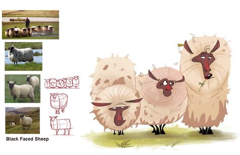 Animal character design, black faced sheep — Find more drawing references boards @apartado624 Character Design Black, Sheep Character, Animal Character Design, Black Faced Sheep, Sheep Drawing, Animation Classes, Animal Movement, Animal Caricature, Animal Character