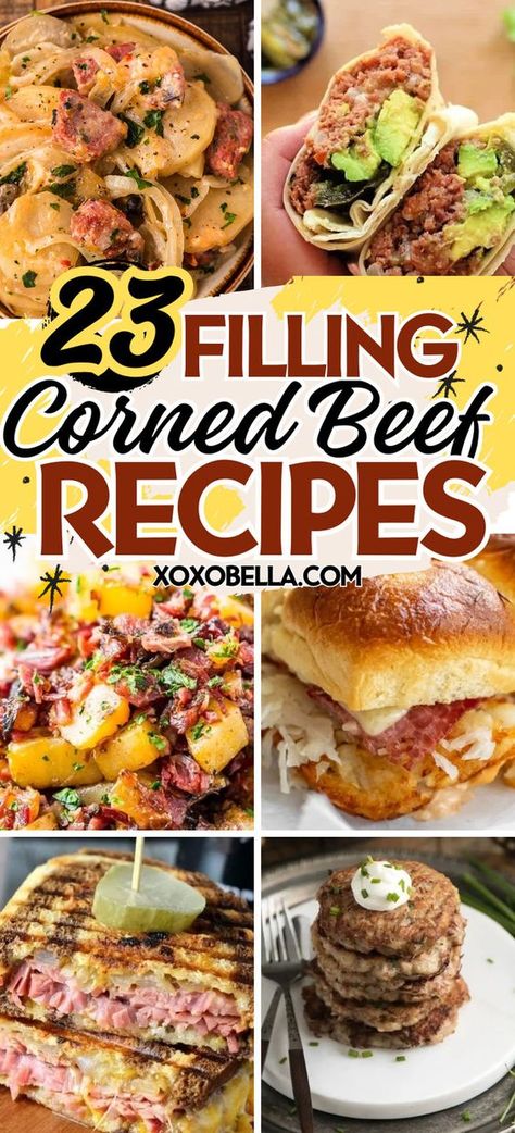 Corned beef is a tasty and filling ingredient and there are plenty of ways to use it. This collection of corned beef recipes offers something for everyone, whether you want to pair it with potatoes in a stew, wrap it in a tortilla with avocado, serve it in sandwiches or make it into burgers. There are plenty of wonderful ideas for corned beef whether you happen to have some left over from St Patrick's Day or you simply just love the flavor and want some new ideas of what to make with it! What To Make With Corned Beef, What To Serve With Corned Beef, What To Do With Corned Beef, Recipes Using Corned Beef, Baked Corned Beef Recipes, Corned Beef Casserole Recipes, Corned Beef Brisket Recipes, Corn Beef Recipes, Canned Corned Beef Recipe