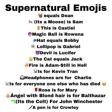 Sorry I know that this isn’t everyone! #Supernatural Emojis Supernatural Username Ideas, Jack Fire, Kevin Tran, Trivia Tuesday, 25th Birthday Parties, Pub Quiz, Emoji Combinations, Quizzes For Fun, Trivia Questions And Answers