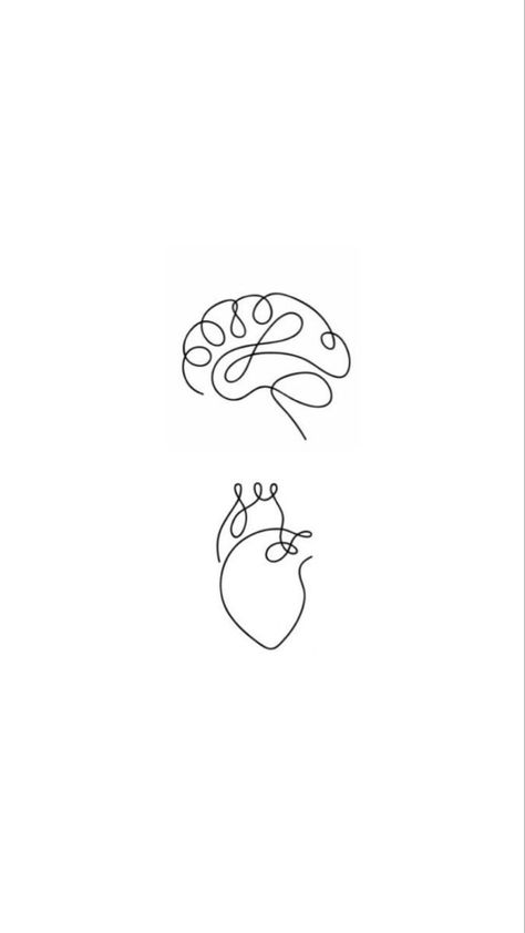 Mind And Heart Tattoo Minimalist, Brain Line Tattoo, Brain Tattoo Ideas Simple, Tiny Brain Tattoo, Tattoos For Psychologists, Small Brain Tattoo, Brain Tattoo Minimalist, Head And Heart Tattoo, Tattoo One Line Minimalist