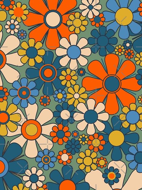 Education Moodboard, 60s Flower Pattern, Homecoming 2024, 70s Floral Pattern, 60s Art, Art Hippie, Retro Garden, 70s Floral, Hippie Flowers