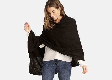 J.Crew oversized cashmere wrap Convertible Wrap Dress, Comfy Airport Outfit, Convertible Clothing, Cashmere Travel Wrap, Thick Scarf, Travel Wrap, Cashmere Accessories, Cashmere Wrap, Striped Scarves