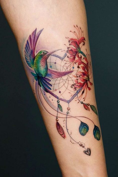 Heart Flower Tattoo, Tatoo 3d, Marvel Tattoos, Dream Catcher Tattoo, Owl Tattoo Design, Hummingbird Tattoo, Tattoo Designs And Meanings, Heart Flower, Flower Tattoo Designs