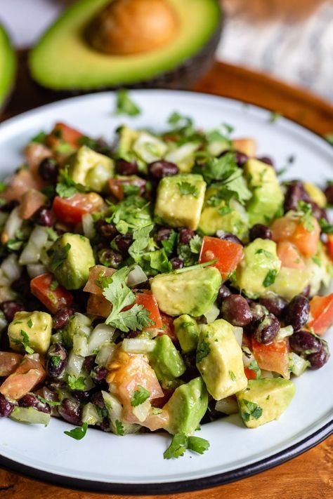 Avocado & Black Bean Salad | Food with Feeling Avocado Bean Salad, Bean Salad Recipes Healthy, Black Bean Salad Recipe, Bean Salad Recipe, Black Bean Salad, Avocado Salad Recipes, Nutrition Food, Bean Salad Recipes, No Cooking