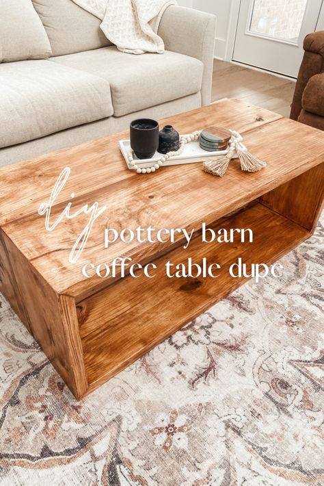 DIY Pottery Barn Coffee Table Dupe Pottery Barn Coffee Table, Diy Furniture Renovation, Rustic Coffee Tables, Tables Diy, Diy Coffee Table, Diy Pottery, Cool Coffee Tables, Diy Home Furniture, Furniture Renovation