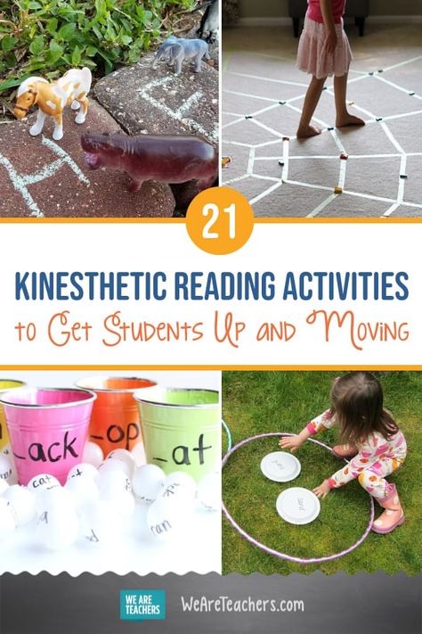 21 Kinesthetic Reading Activities to Get Students Up and Moving Kinesthetic Learning Activities, Reading Games For Kids, Active Reading Strategies, Kinesthetic Learning, Word Skills, Movement Activities, Reading Comprehension Activities, Reading Intervention, Outdoor Learning