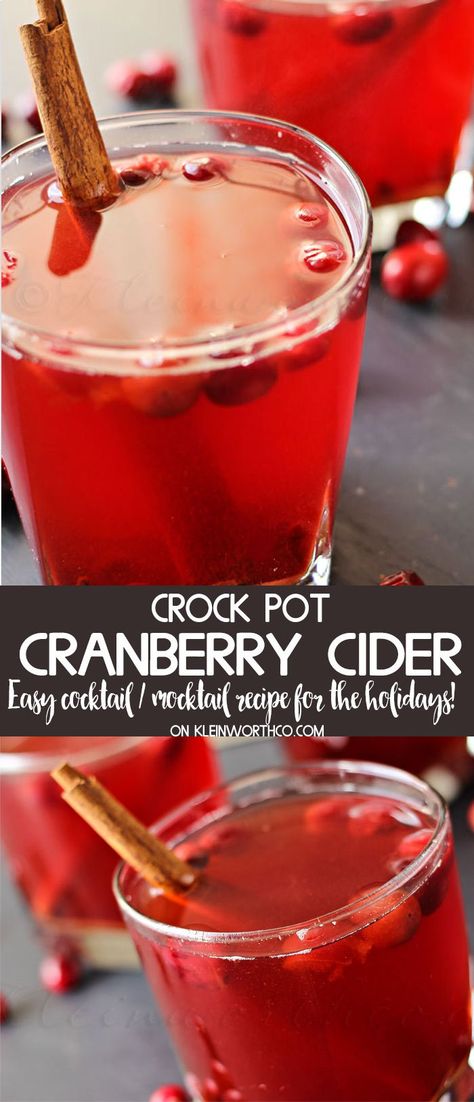 Thanksgiving Drinks Non Alcoholic, Holidays Drinks, Cranberry Apple Cider, Crockpot Drinks, Cranberry Cider, Cranberry Drinks, Fall Eats, Apple Cider Recipe, Recipes Drinks