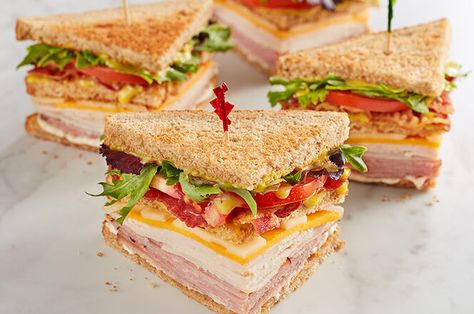 McAlister's Club Sandwich | Club Sandwich | McAlister's Deli Turkey Club Sandwich, Club Sandwich Chicken, Menu Sushi, Menu Burger, Menu Pizza, Sandwich Menu, Cranberry Orange Sauce, Chicken Club, Honey Bbq Sauce