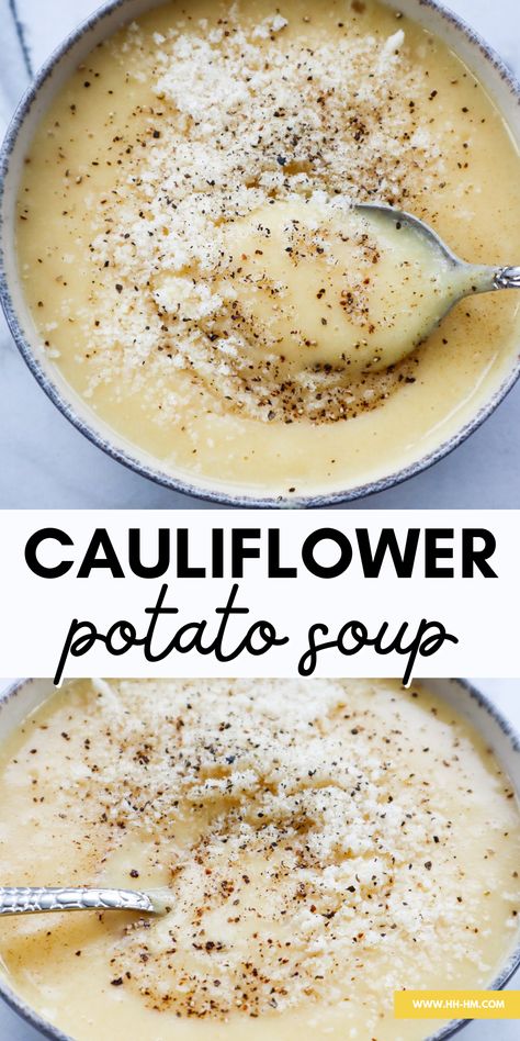 Potato Cauliflower Soup, Easy Cauliflower Soup, Cauliflower Potato Soup, Cream Soup Recipes, Cauliflower Potatoes, Vegetable Soup Healthy, Healthy Potatoes, Cauliflower Soup Recipes, Easy Cauliflower