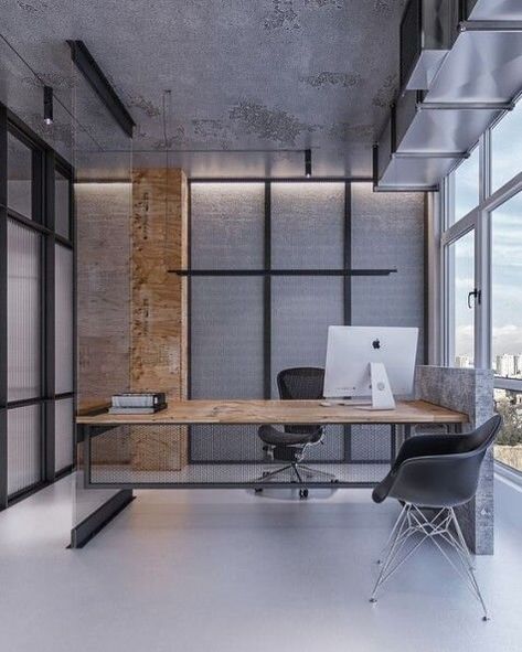 40 Modern Minimalist Home Office Ideas and Designs Modern Office Design Inspiration, Industrial Home Offices, Industrial Office Design, Minimalist Home Office, Medical Office Design, Office Architecture, Office Design Inspiration, Loft Office, Modern Minimalist Home