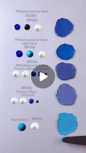 Mixing Paint Colors Videos, French Blue Paint, Different Blue Colors, Color Mixing Chart Acrylic, Mixing Paint Colors, Color Theory Art, Color Mixing Guide, Blue Shades Colors, Pastel Blue Color