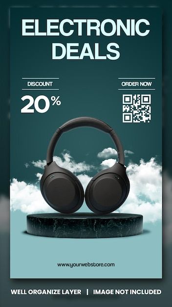 Headphones Advertisement Poster, Sales Advertising Design, Promotion Poster Design Advertising, Premium Poster Design, Product Banner Design Inspiration, Graphic Banner Design, Selling Poster Design, Mobile Poster Design, Product Banner Design Ideas