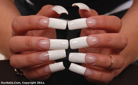 . Nails Creamy White, Long French Manicure, White French Manicure, Long French Nails, Really Long Nails, 90s Nails, Long Red Nails, American Nails, Long Fingernails