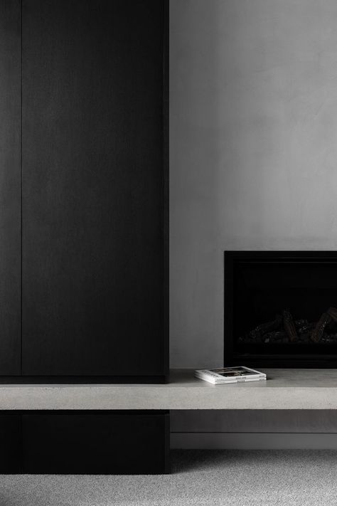 Hawthorn House, Tv Feature Wall, Black Architecture, Feature Wall Design, Traditional Homes, Melbourne House, Living Room Tv Wall, An Architect, Contemporary House Design