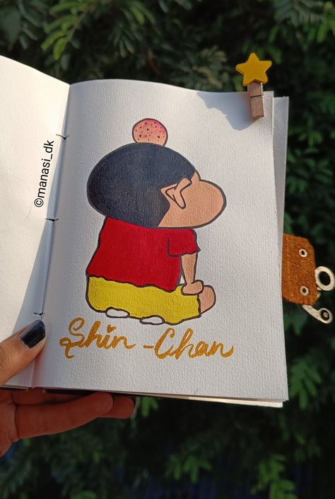 Shin Chan Drawing Cute, Shin Chan Painting, How To Draw Shinchan Easy, Pencil Color Drawing Easy Aesthetic, Shin Chan Sketch, Shin Chan Drawing Easy, Shinchan Drawing Pencil, Shinchan Canvas Painting, Sinchan Drawing Sketches