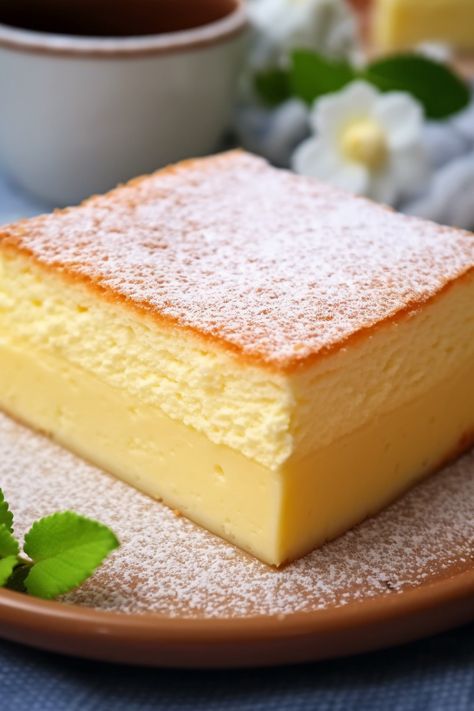 Vanilla Magic Custard Cake Custard Cheesecake Recipes, Lemon Custard Magic Cake, Vanilla Magic Custard Cake Recipe, Cinnamon Vanilla Creamy Custard Pie, Asian Cream Cake, Custard Pudding Cake, Home Made Vanilla Pudding, Creamy Cake Recipe, Birds Custard Powder Recipes