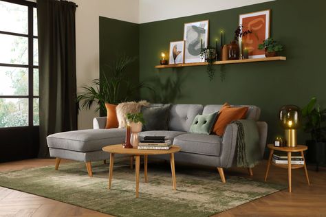 Gray Sofa Living, Green Sofa Living, Green Walls Living Room, Dark Green Living Room, Green Sofa Living Room, Green Living Room Decor, Grey Sofa Living Room, Japandi Living Room, Green Living Room