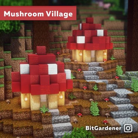 Aesthetic Minecraft Mushroom House, Cool Mc Houses, Cute Things To Build In Minecraft Town, Tiny Minecraft House Ideas, Minecraft Realm Builds, Minecraft Fairy Cottage Ideas, Fairy Mushroom Minecraft, Cute Minecraft Village House Ideas, Mushroom House Ideas Minecraft