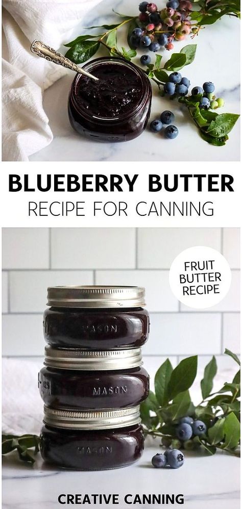 Enhance your Fruit Butter Recipes for Canning collection with blueberry butter recipe for canning. Learn to make this delicious blueberry butter using blueberry pulp. Perfect for pancakes, ice cream, or biscuits. This easy canning recipe ensures you can enjoy it all year round. Find more canning recipes for beginners, water bath canning recipes, and home canning recipes at creativecanning.com. Canning Blueberries Recipes, Blueberry Canning Recipes, Blueberry Jam Recipe Canning, Blueberry Canning, Canning Blueberries, Blueberry Butter Recipe, Canning Recipes For Beginners, Canning Fruit Recipes, Blueberry Butter