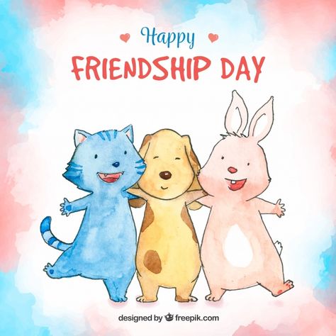 Friendship day background with cute aimals Free Vector Cute Animal Friends Drawing, Drawing For Friendship Day, Friendship Day Photo, Friend Ship Day, Friendship Day Drawing, Friendship Day Background, Happy Friendship Day Photos, Friendship Day Pictures, Friendship Day Photos