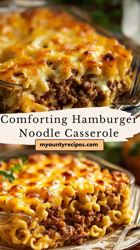 A warm, comforting hamburger noodle casserole is the perfect meal for when you need something quick, hearty, and full of flavor. Combining tender noodles, seasoned ground beef, and creamy cheese sauce, this casserole is baked until golden and bubbly. It’s a simple, one-dish dinner that’s sure to please everyone at the table, making it an excellent choice for fall dinner ideas or any time you’re craving a comforting meal. Casseroles With Hamburger Easy, Hamburger Noodle Bake With Cream Cheese, Easy Dinner Using Ground Beef, Dinner Recipes Casserole Main Dishes, Hamburger Noodle Bake, Burger Noodle Recipes, Meal Ideas With Hamburger Meat, Pasta Hamburger Casserole, Casseroles With Hamburger Meat