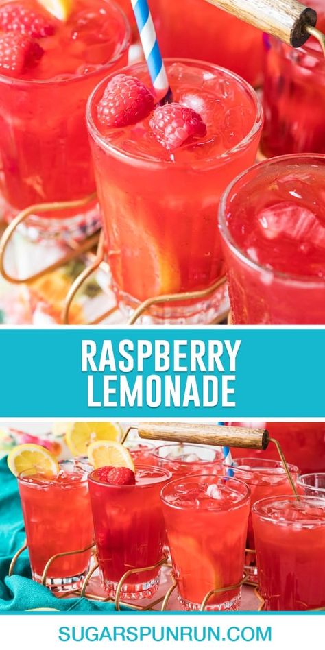 Raspberry Lemonade Recipe, Pineapple Lemonade, Peach Lemonade, Colorful Drinks, Summertime Drinks, Summer Drink Recipes, Lemonade Recipe, Refreshing Summer Drinks, Raspberry Syrup