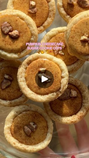 Pumpkin Cookie Cups, Cheesecake Sugar Cookie Cups, Pumpkin Cheescake, Small Cookies, Sugar Cookie Cups, Mini Ice Cream, Pumpkin Sugar Cookies, Thanksgiving Treats, Sugar Cookie Dough