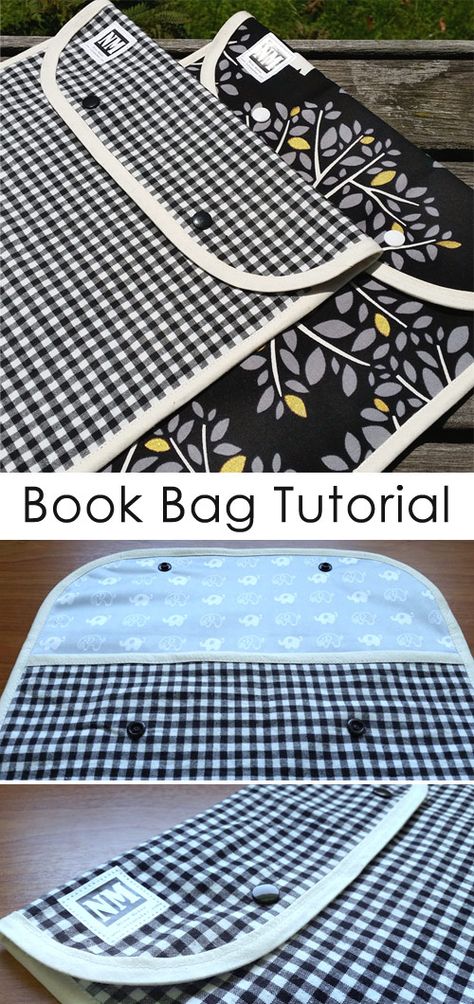 Book Case Sewing Pattern, Book Bag Sewing Pattern Free, How To Make A Book Bag, Book Bag Patterns To Sew, Diy Book Bag Pattern, Sew Book Bag, Library Bag Pattern, Book Bag Pattern Free, Diy Book Pouch