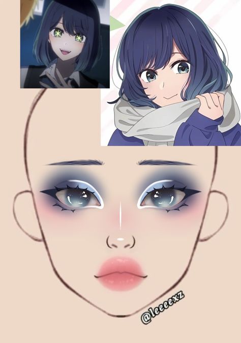 Eyeshadow Looks Ideas, Anime Makeup Products, Anime Inspired Makeup Looks, Cute Anime Makeup Looks, Makeup Looks Anime, Makeup Ideas Anime, Anime Character Makeup, Make Up Anime, Anime Makeup Looks