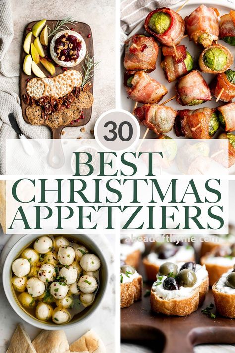 30 Best Christmas Appetizers - Ahead of Thyme Creamy Dips, Stuffed Mushrooms Vegetarian, Holiday Appetizers Christmas, Winter Appetizers, Holiday Charcuterie, Best Christmas Appetizers, Best Holiday Appetizers, Bacon Wrapped Chicken Bites, Make Ahead Appetizers