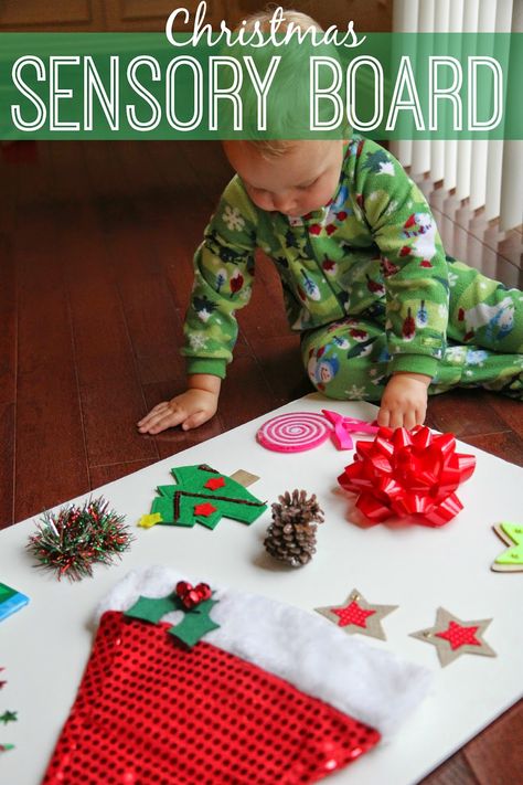 Toddler Approved!: Christmas Sensory Board for Kids Snacks Christmas, Christmas Sensory, Christmas Activities For Toddlers, Daily Crafts, Christmas Crafts For Toddlers, Sensory Board, Board For Kids, Christmas Series, Christmas Activities For Kids