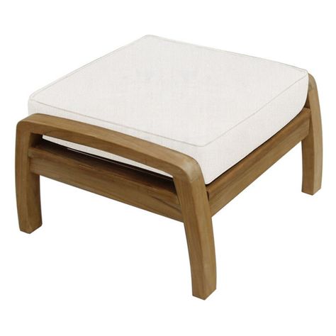 Outdoor Douglas Nance Somerset Teak Patio Ottoman with Sunbrella Cushion Natural Outdoor Footstool, Seating Outdoor, Teak Patio Furniture, Furniture Dolly, Patio Ottoman, Outdoor Ottomans, Sunbrella Cushions, Creative Furniture, Teak Outdoor