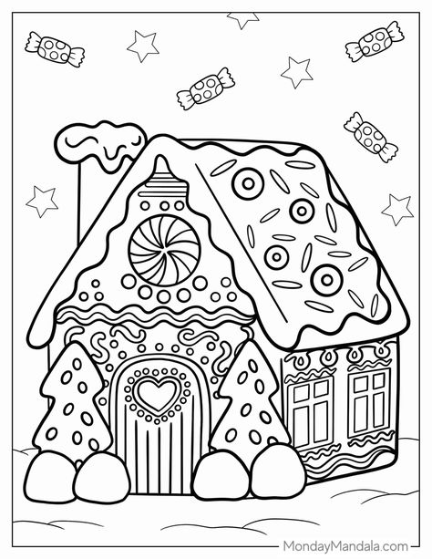 26 Gingerbread House Coloring Pages (Free PDF Printables) Kids Christmas Coloring Pages Free Printable, Gingerbread House Colouring Pages, Xmas Colouring Pages, Holiday Colouring Pages, Cozy Coloring Pages Easy, Coloring Book Activities, Christmas Cute Coloring Pages, Mario Movie Coloring Pages, Coloring For Kindergarten Free Printable