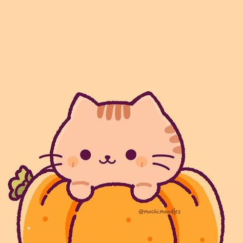 Mochi.Moodles | Cute & Kawaii Art on Instagram: "Who needs summer when you can have sweater weather and pumpkin spice everything? 😸🍂 • • • Comment, shares and saves are greatly appreciated! • • 🏷️ #falliscoming #kawaiiaesthetic #kawaiiart #cuteartworks #kawaiiillustration #procreate #artistsoninstagram #procreateart #cutearteveryday #pumpkin" Halloween Drawing Ideas Cute, Cozy Fall Drawings, Kawaii Thanksgiving Wallpaper, Fall Cat Art, Pumpkin Cute Drawing, Cute Autumn Drawings, Cute Fall Widgets, Cute Easy Art, Thanksgiving Kawaii