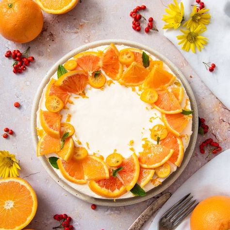 Orange Cheesecake Recipes, Orange Cheesecake, Orange Baking, Cheese Tarts, Gluten Free Sweets, Mascarpone Cheese, Springform Pan, Cheesecake Recipe, Sweet Desserts