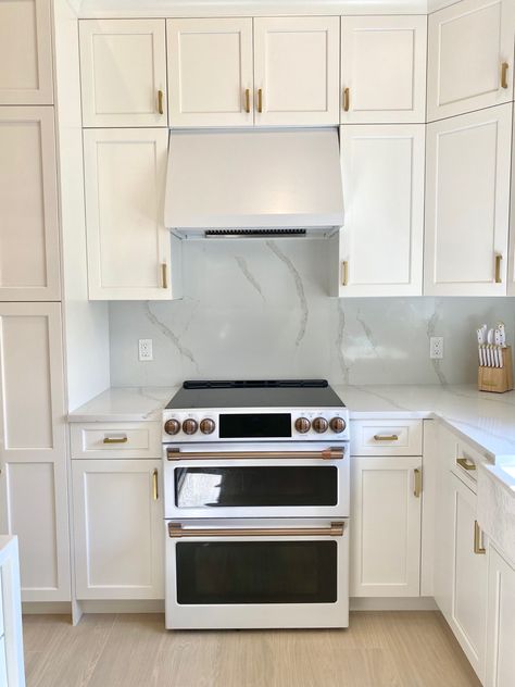 #naples # whitekitchen #gecafe #whiteappliances #beachhouse Cream Cabinets White Appliances, Kitchen With White Fridge, Ge White Cafe Appliances, White Cafe Appliances In Kitchen, White Cafe Appliances, Cafe Stove, White Appliances In Kitchen, Very Small Kitchen Design, Kitchen 2025