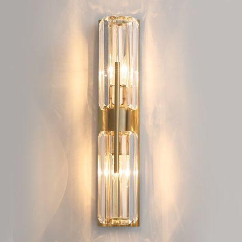 Wall Lamps Living Room, Bedside Wall Lights, Metal Wall Light, Modern Sconces, Crystal Wall, Gold Walls, Wall Mounted Light, Gold Geometric, Wall Lamps