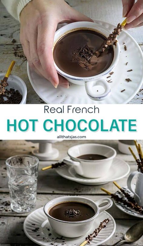 French Hot Chocolate Recipe, Sipping Chocolate Recipe, French Hot Chocolate, Chocolate Drink Recipes, Sipping Chocolate, Hot Cocoa Mix Recipe, French Things, Drinking Chocolate, Chocolate Recipes Homemade