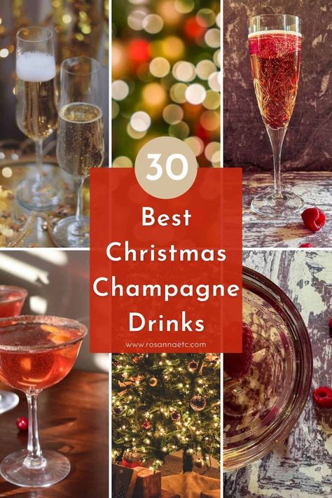 Sparkling Chai Christmas Punch, Holiday Cocktail Champagne, Christmas Champagne Cocktails For A Crowd, Holiday Sparkling Wine Drinks, Champagne Drink Aesthetic, Holiday Cocktails Christmas Champagne, Fun Champagne Drinks, Poinsettia Drink Champagne, Easy Champagne Drinks