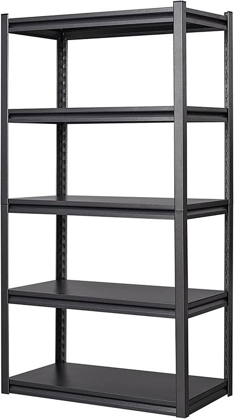 Metal Racks Storage Ideas, Steel Rack Storage, Garage Metal Shelving, Metal Wall Shelves For Garage, Steel Storage Shelf, Metal Garage Storage Racks, Shelving Unit Decor, Shelves For Garage, Heavy Duty Shelves