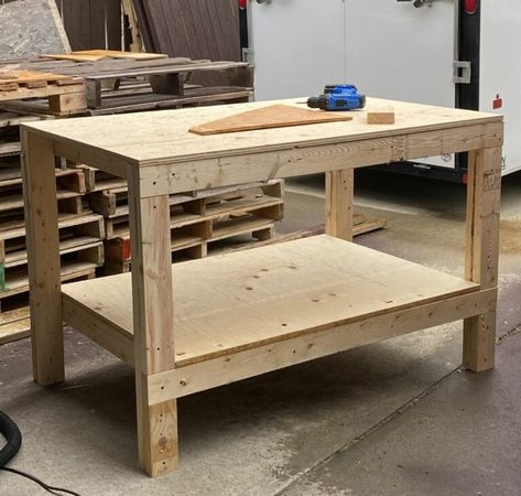 10 Free Workbench Plans Workshop Workbench, Simple Workbench Plans, Wooden Work Bench, Building A Workbench, Workbench Designs, Workbench Plans Diy, Woodworking Bench Plans, Diy Workbench, Garage Work Bench