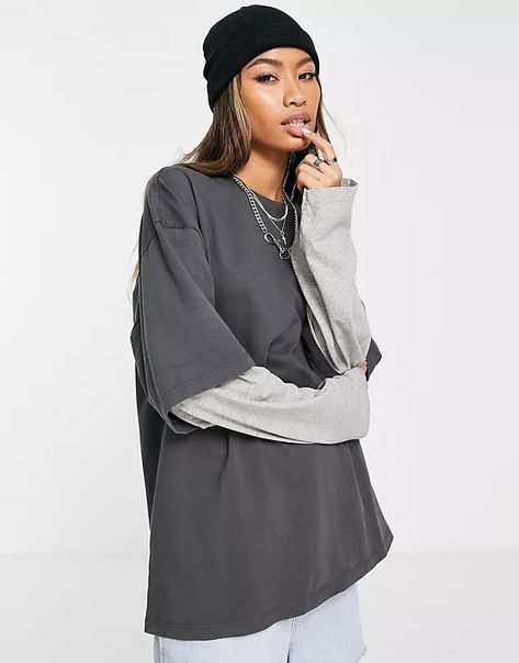 Search: long sleeve tops women - page 1 of 197 | ASOS Oversize Long Sleeve T Shirt, Oversized T Shirt With Long Sleeve Underneath, Grey Oversized Tshirt Outfits, Double Layer Outfit, Long Sleeve Under T Shirt Outfit, Long Sleeve With Tshirt Over Outfit, T Shirt With Long Sleeve Underneath, T Shirt Layering Outfit, Tshirt Over Long Sleeve Outfit