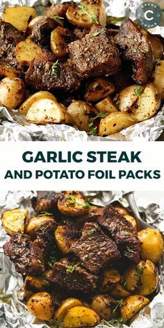 Healthy Steak Recipes, Resep Starbuck, Healthy Steak, Steak And Potatoes, Garlic Steak, Foil Dinners, Foil Packs, Healthy Grilling Recipes, Grilled Dinner