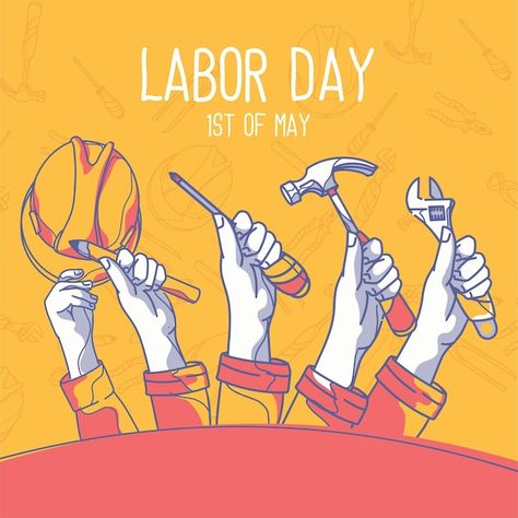 Happy labor day | Premium Vector #Freepik #vector #labour #mechanical-engineer #labor #foreman 1st May Labour Day, Engineers Day, Day Background, Happy Labor Day, Background For Photography, Labor Day, Labour, Premium Vector, Labour Day