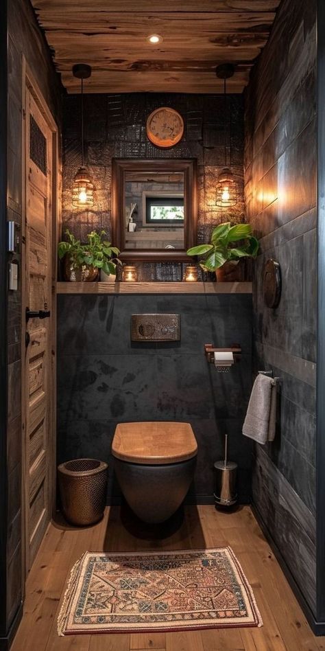 Bathroom Separate Toilet Room, Unfitted Bathroom, Bathroom Industrial, Industrial Bathroom Design, Makeover Kamar Mandi, Toilette Design, Downstairs Toilet, Small Bathroom Ideas Modern, Rustic Home Design