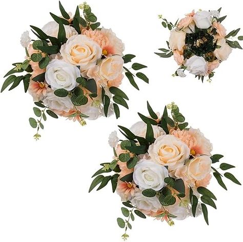 Amazon.com: BLOSMON Artificial Flower Ball Wedding Centerpieces 2 Pcs 9.8" Champagne Fake Flowers Rose Kissing Floral Arrangement Center Pieces for Table Faux Silk Flower with Base for Wedding Party Home Decor : Home & Kitchen Ball Wedding, Flowers Rose, Flower Ball, Center Pieces, Silk Flower, Fake Flowers, Floral Arrangement, Wedding Centerpieces, Silk Flowers