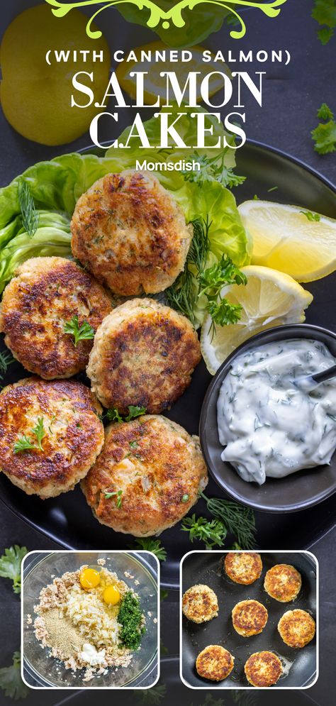 Salmon Cakes With Canned Salmon Easy, Seafood Patties, Salmon Cakes With Canned Salmon, Canned Salmon Cakes, Pink Salmon Recipes, Healthy Salmon Cakes, Canned Recipes, Salmon Dinners, Salmon Croquettes Recipe