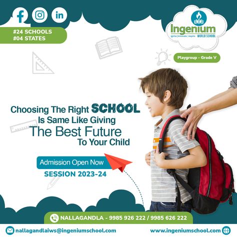 Choosing the right school is same like giving the best future to your child. School Admission Creative Ads, Preschool Creative Ads, School Ads Creative, School Creative Ads, Cocktail Invite, Remarks For Report Card, Preschool Posters, School Ads, Travel Advertising Design